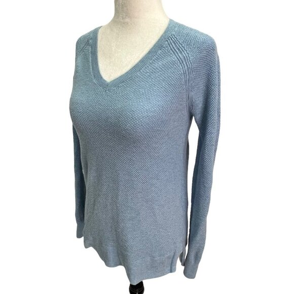GAP Blue Cotton V-Neck Lightweight Long Sleeve Size S - Picture 4 of 9